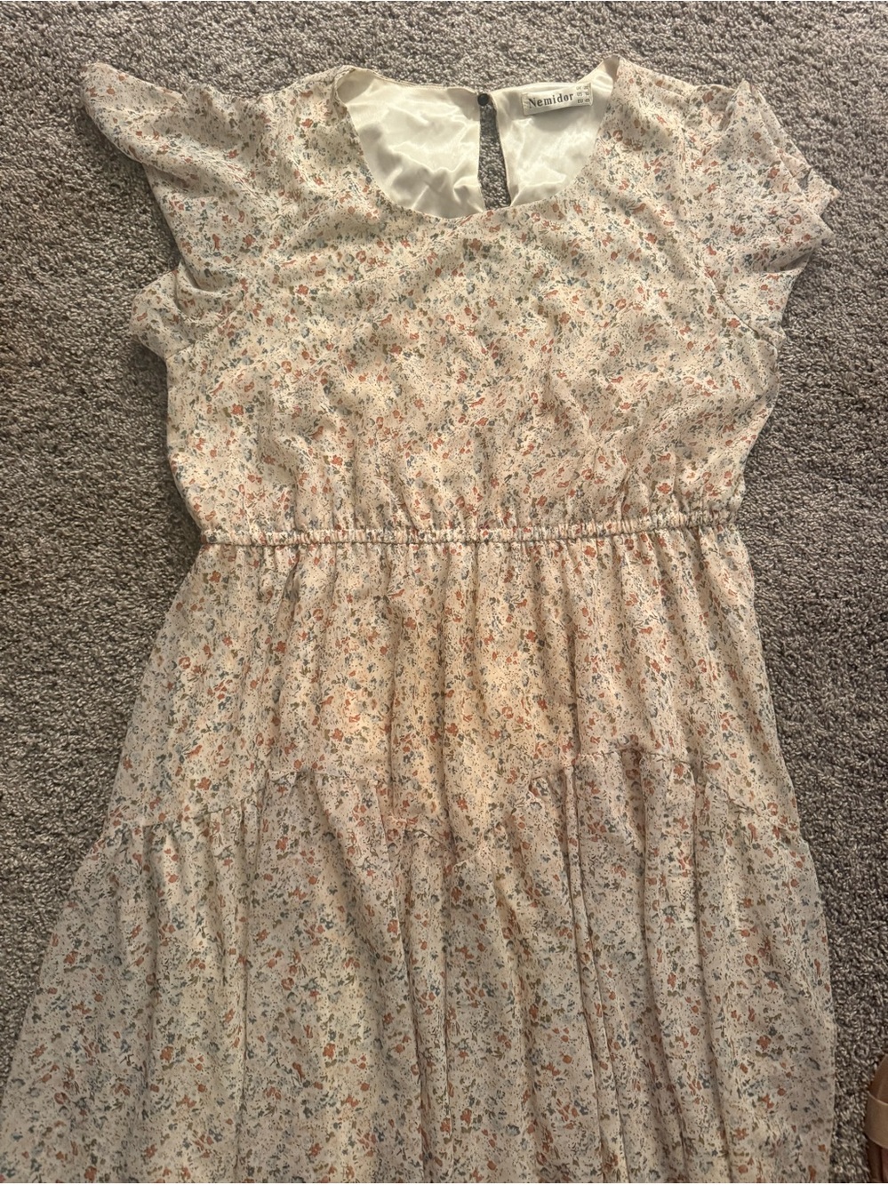 Womens New Look Cream Floral Tiered Dress